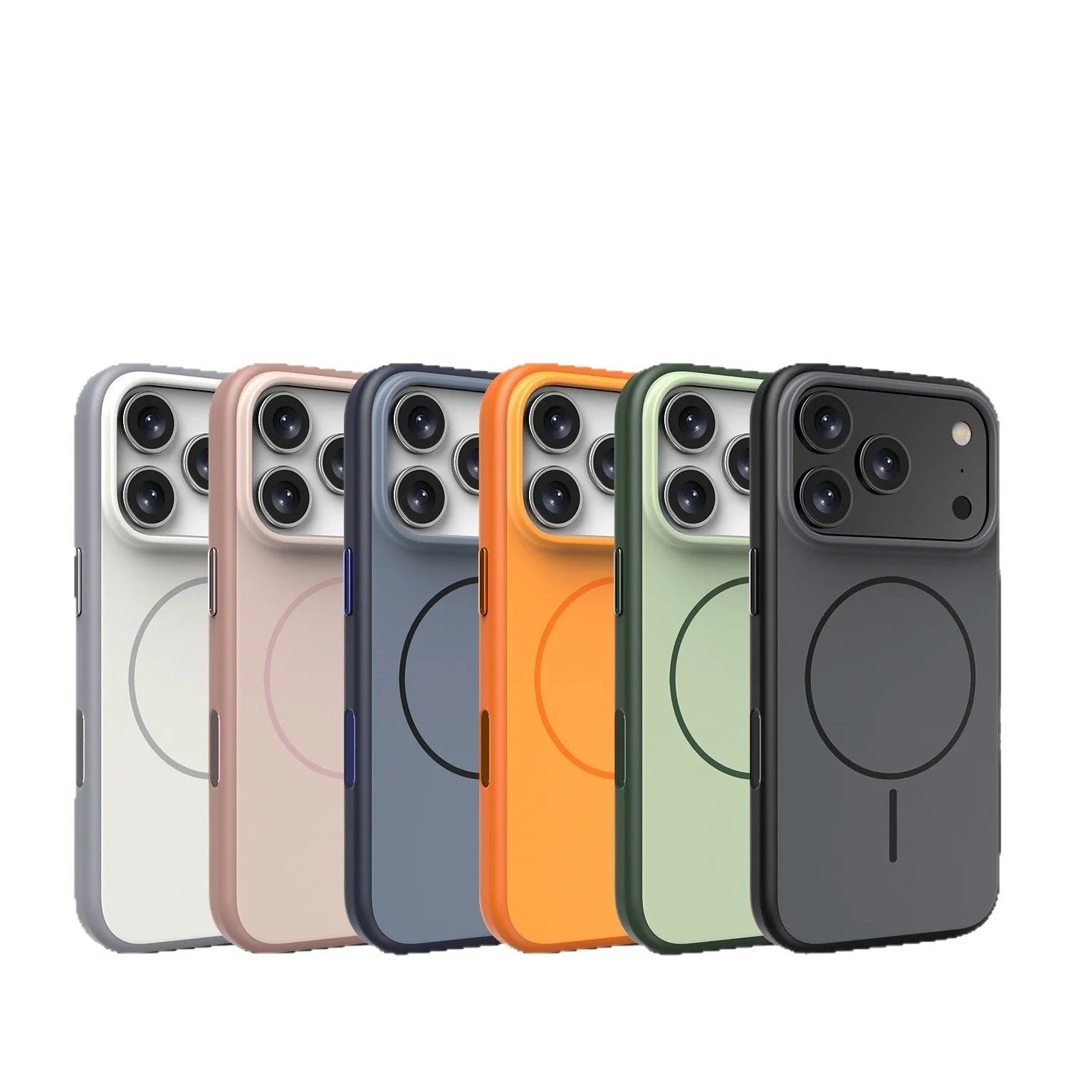 Blue frosted magnetic protective case for iPhone 17 series mobile phone.