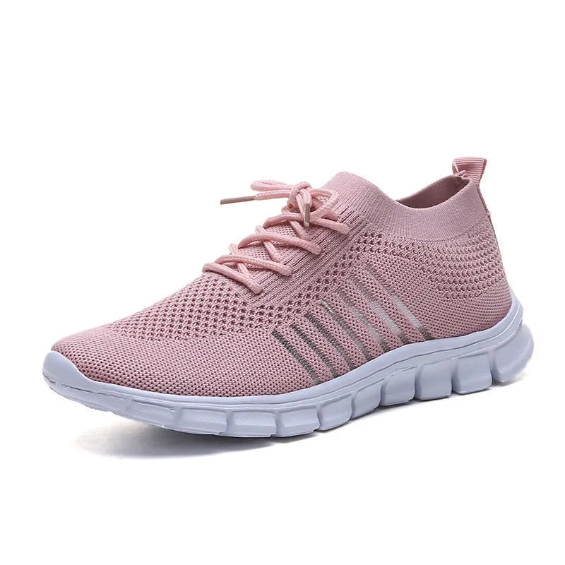 Women's breathable high-top lace-up casual sneakers in black with rubber sole and flat heel