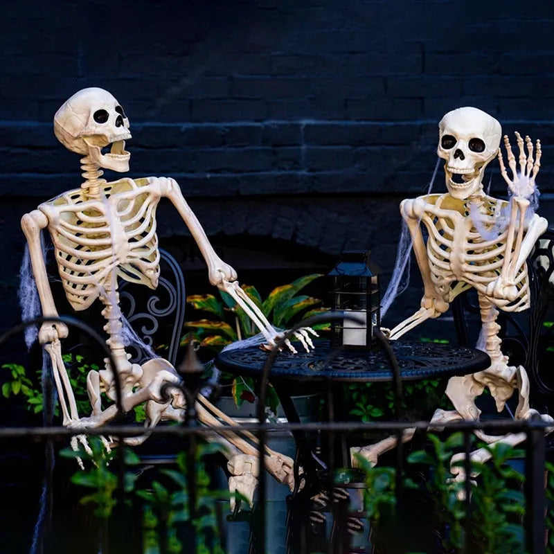 90cm movable joint plastic skeleton model for Halloween outdoor decoration with new skull design