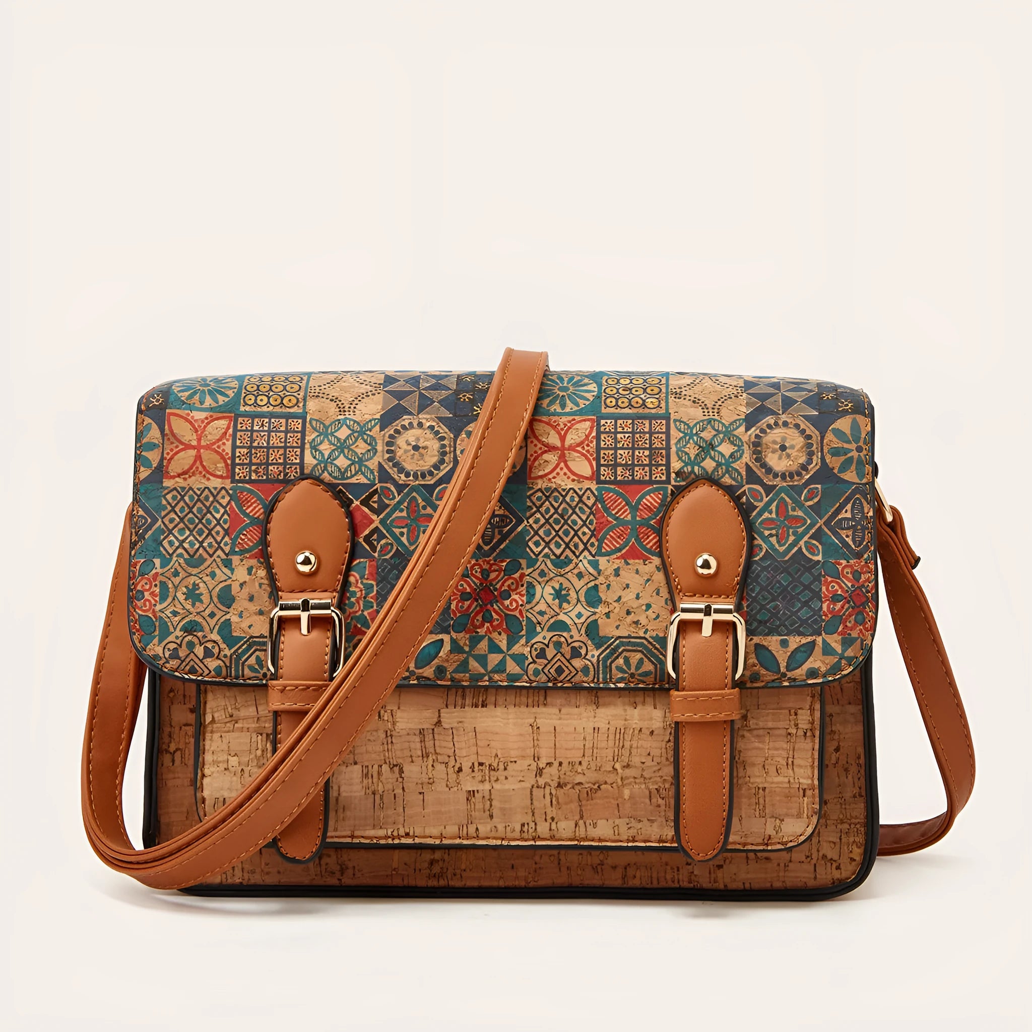 Women's printed PU crossbody bag with large capacity and adjustable shoulder strap
