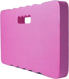 Blue Eva foam garden kneeler mat on soil, measuring 45 cm long, for comfortable gardening.