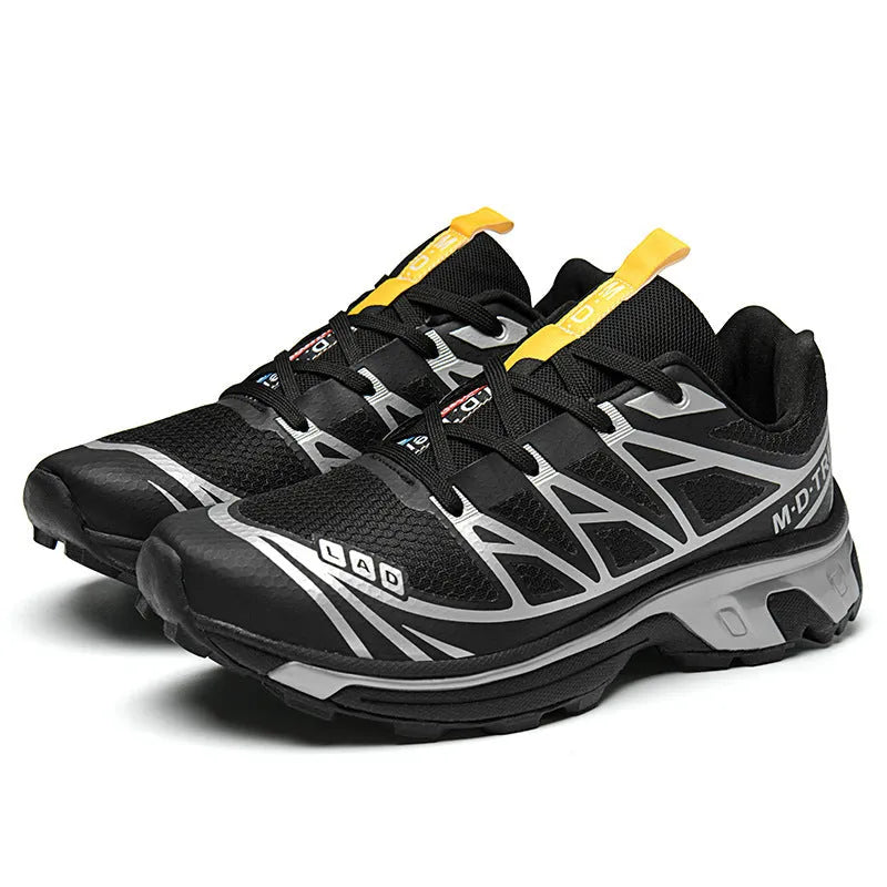 Unisex low-top lace-up leisure hiking shoes in a sport style with a round toe and flat rubber sole.