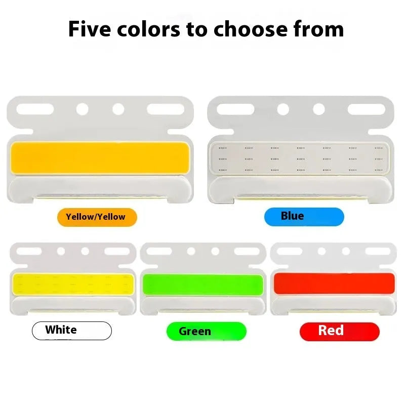 12V 24V aluminium alloy LED COB truck side marker light in red, yellow, green, blue, and white.