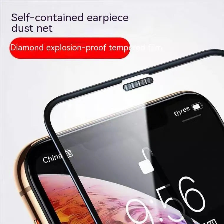 Privacy tempered glass screen protector for iPhone showing full coverage and anti-peep feature