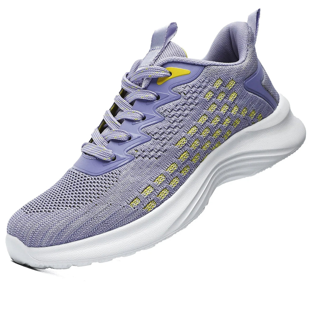 Women's lavender purple Flyknit running shoes with mesh lining and EVA sole