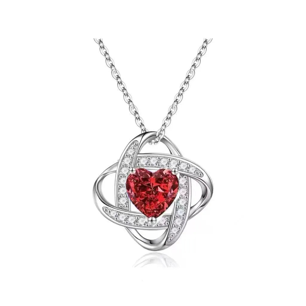 Copper heart necklace in platinum colour finishes showing heart shape design and electroplated surface