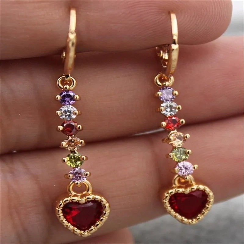 Women's heart-shaped alloy earrings with gold and silver electroplated colour options