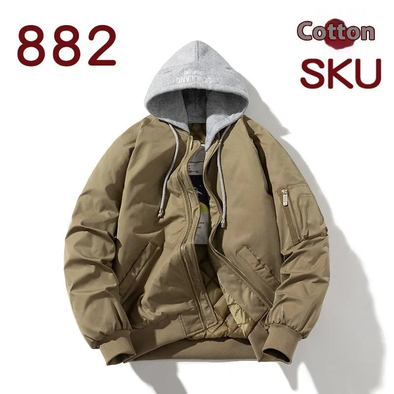Loose-fitting pilot jacket in solid colour with extended sizing up to 5XL