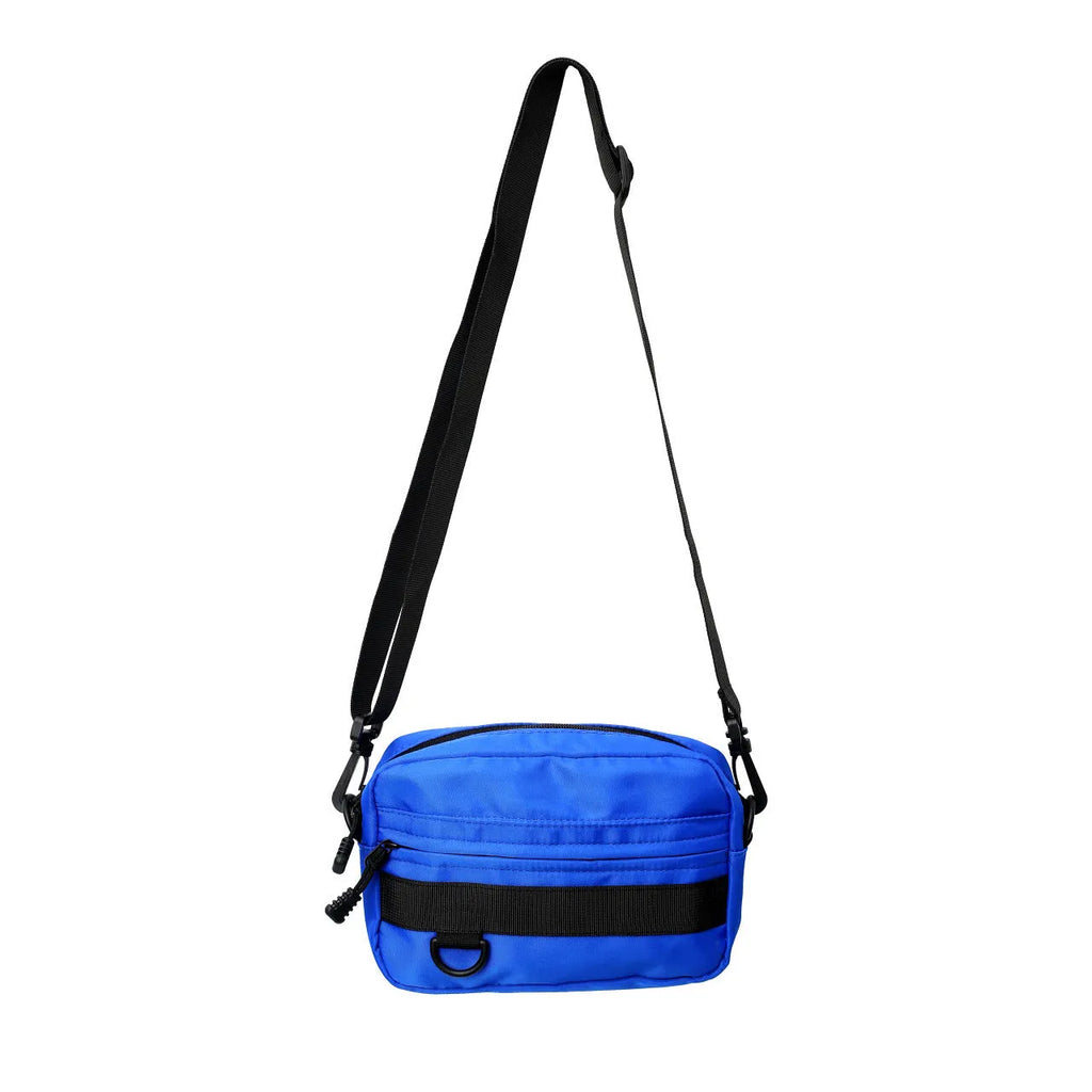 Men's nylon crossbody messenger bag in black blue green or white colours 22cm length