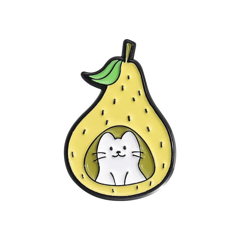 Colourful cartoon fruit zinc alloy brooch with metal pin back