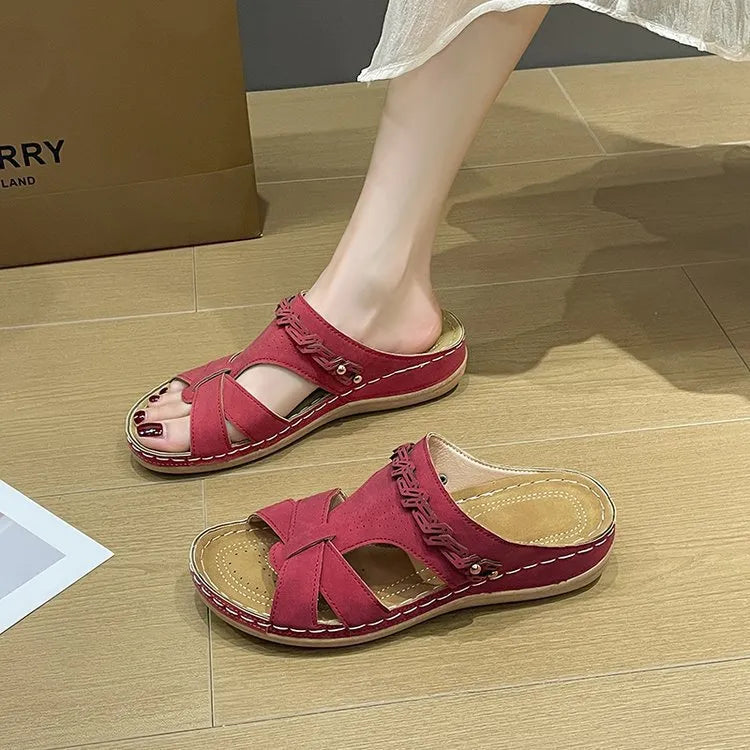 Waistline wedge slippers women's lightweight summer PU upper rubber sole round toe available in multiple colours sizes 36 to 43