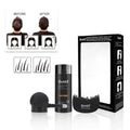 Boxed three-piece hair fibre powder thickening set with applicator and mirror.