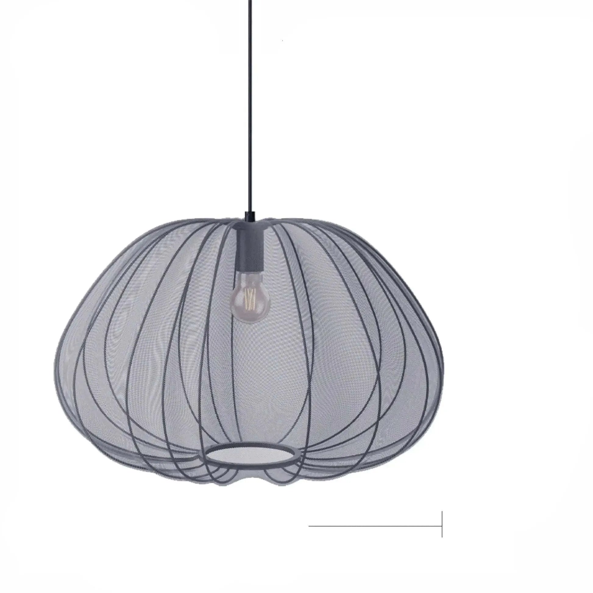Japanese style net pumpkin ceiling lamp in white or grey blue with iron construction and branch design