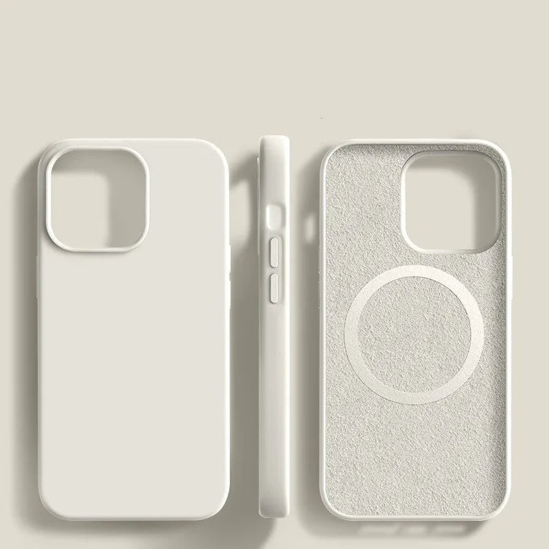 Liquid silicone phone case with frosted finish and magnetic design for iPhone models