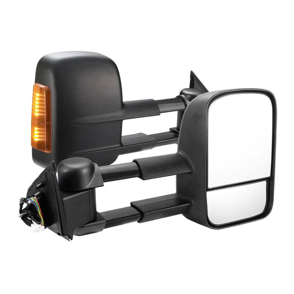 Black electric exterior rear vision mirror with indicator light for Nissan NP300 D23.