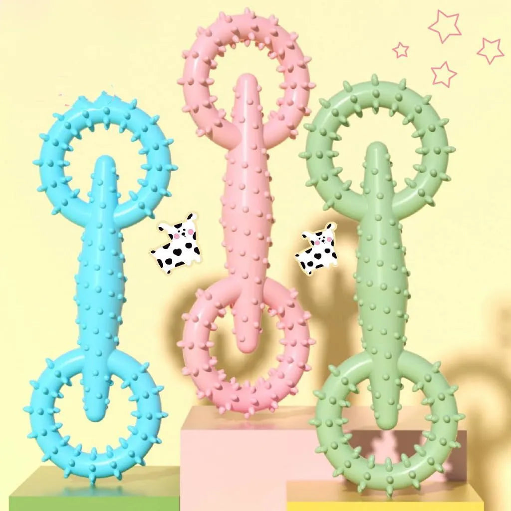 Blue TPR dog chew toy ring measuring 16 cm diameter for puppy teething and chewing