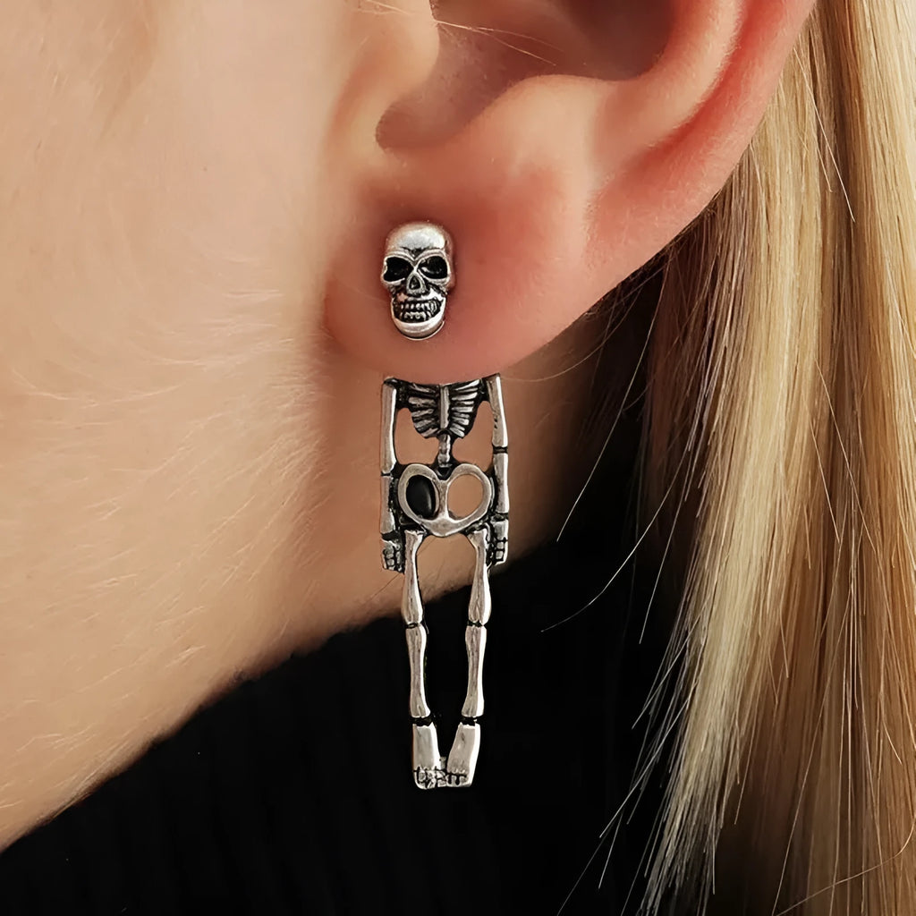 Halloween skull detachable stud earrings in gold and silver alloy with electroplated finish