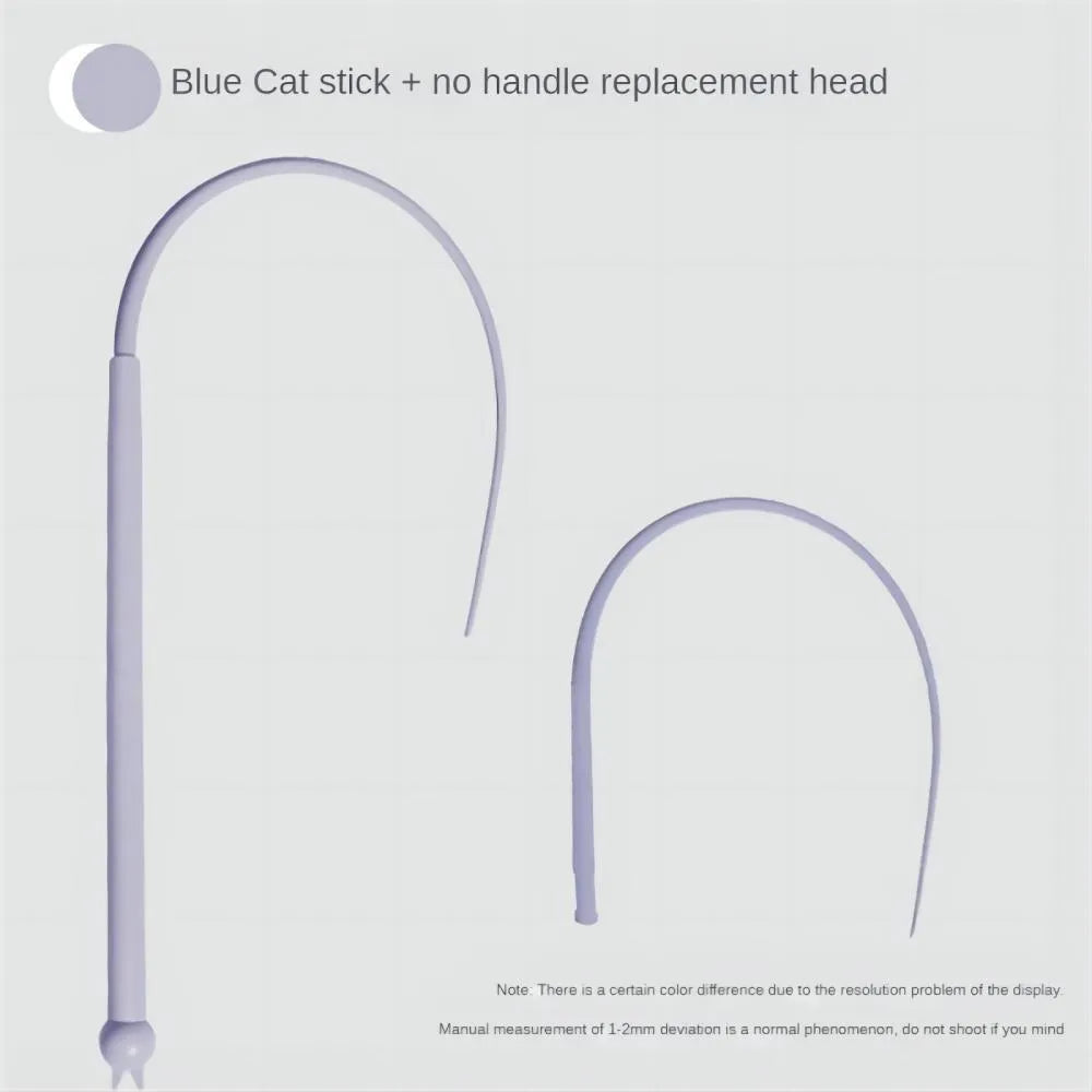 Simulated mouse tail cat toy with blue silicone tail and cat head design measuring 80cm long