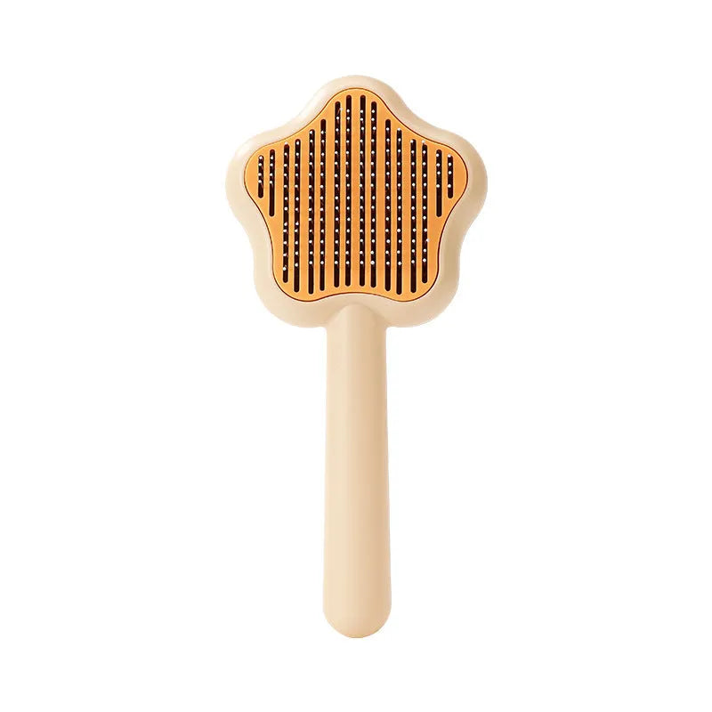 Green self-cleaning cat comb magic wand with stainless steel needles for pet grooming