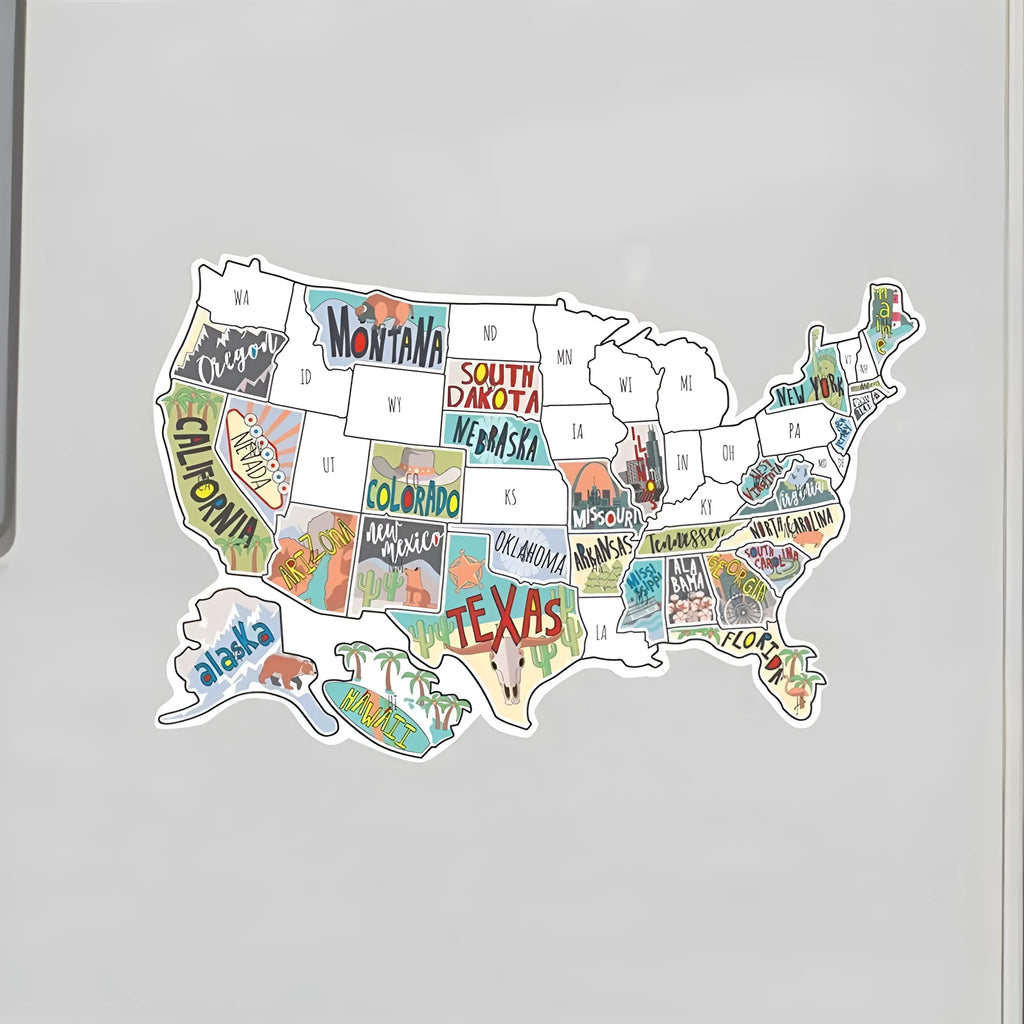 Travel-themed car body sticker set with world map designs and lettering in adhesive vinyl material