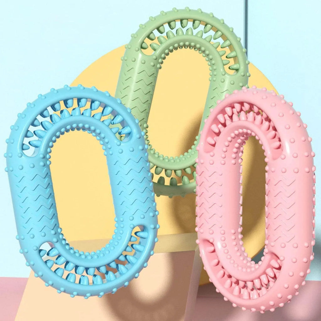 Blue O-ring dog dental chewing toy for aggressive chewers measuring 12.5 cm