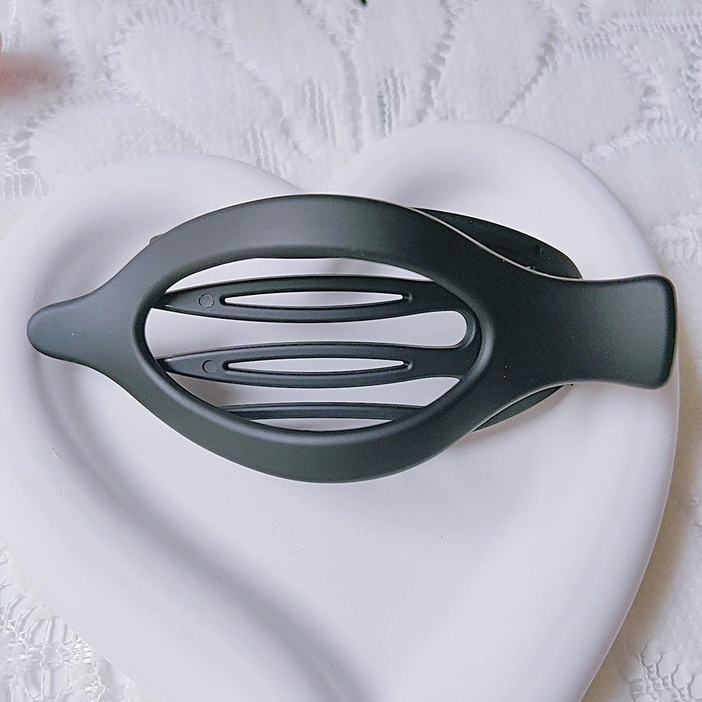Set of six rose red plastic hair clips with frosted grip and pointed toe design.