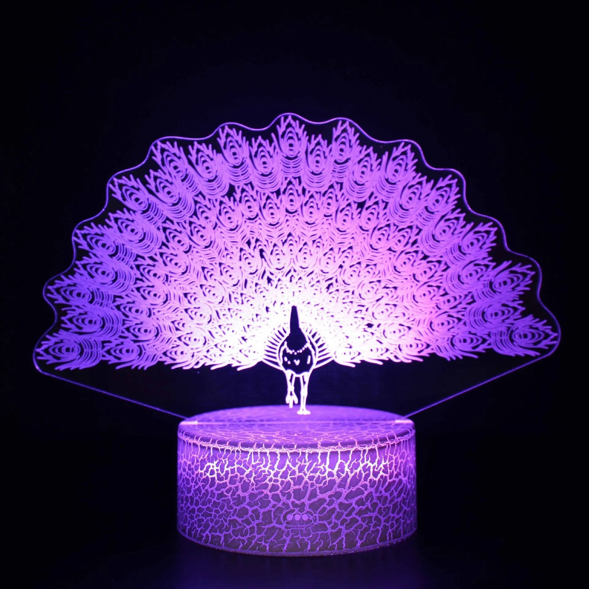 Acrylic 3D touch-sensitive USB table lamp with colourful illumination on a small ABS base.