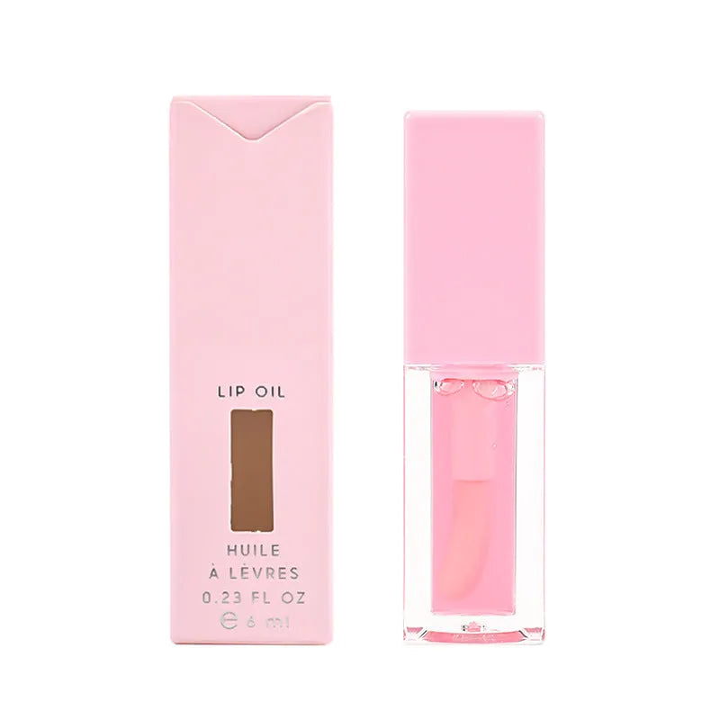 Women's transparent lip gloss tube in six sheer shade options including bird of paradise, cherry, coral, mango, strawberry and watermelon
