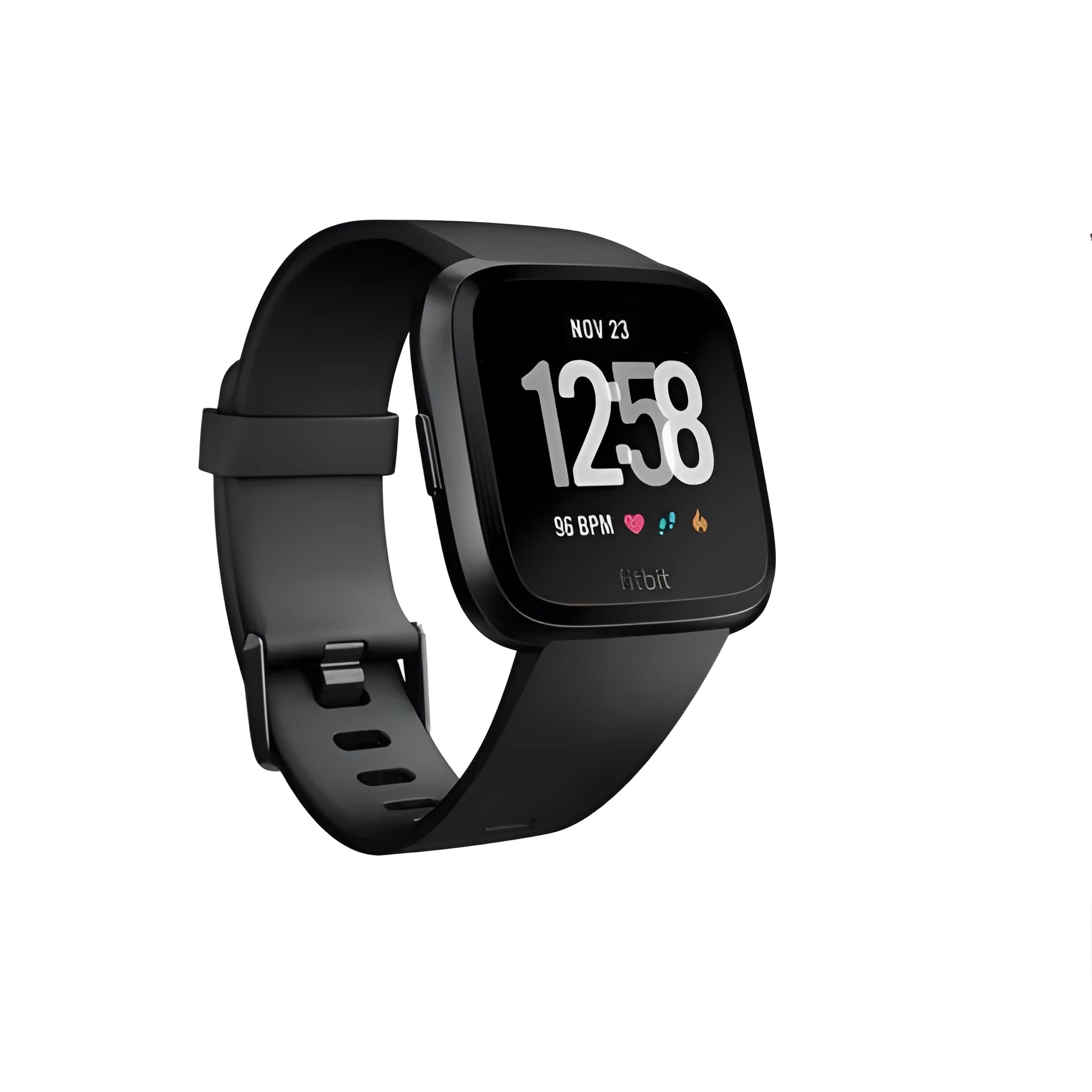 Black waterproof smart watch with 1.4-inch screen showing heart rate display