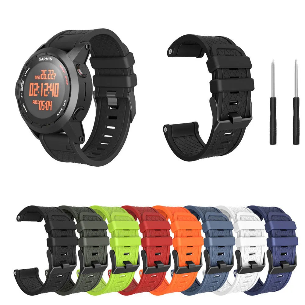 Black silicone watch strap with stainless steel buckle for Jiaming 26mm sports watches