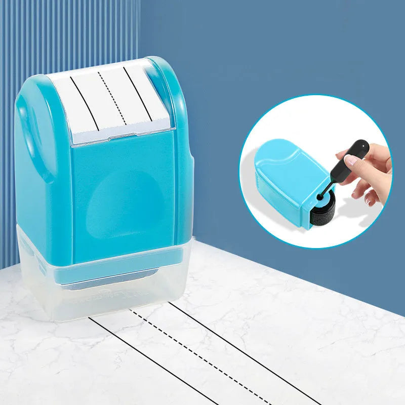 Blue photosensitive roller stamp for English teaching with rectangular plastic design
