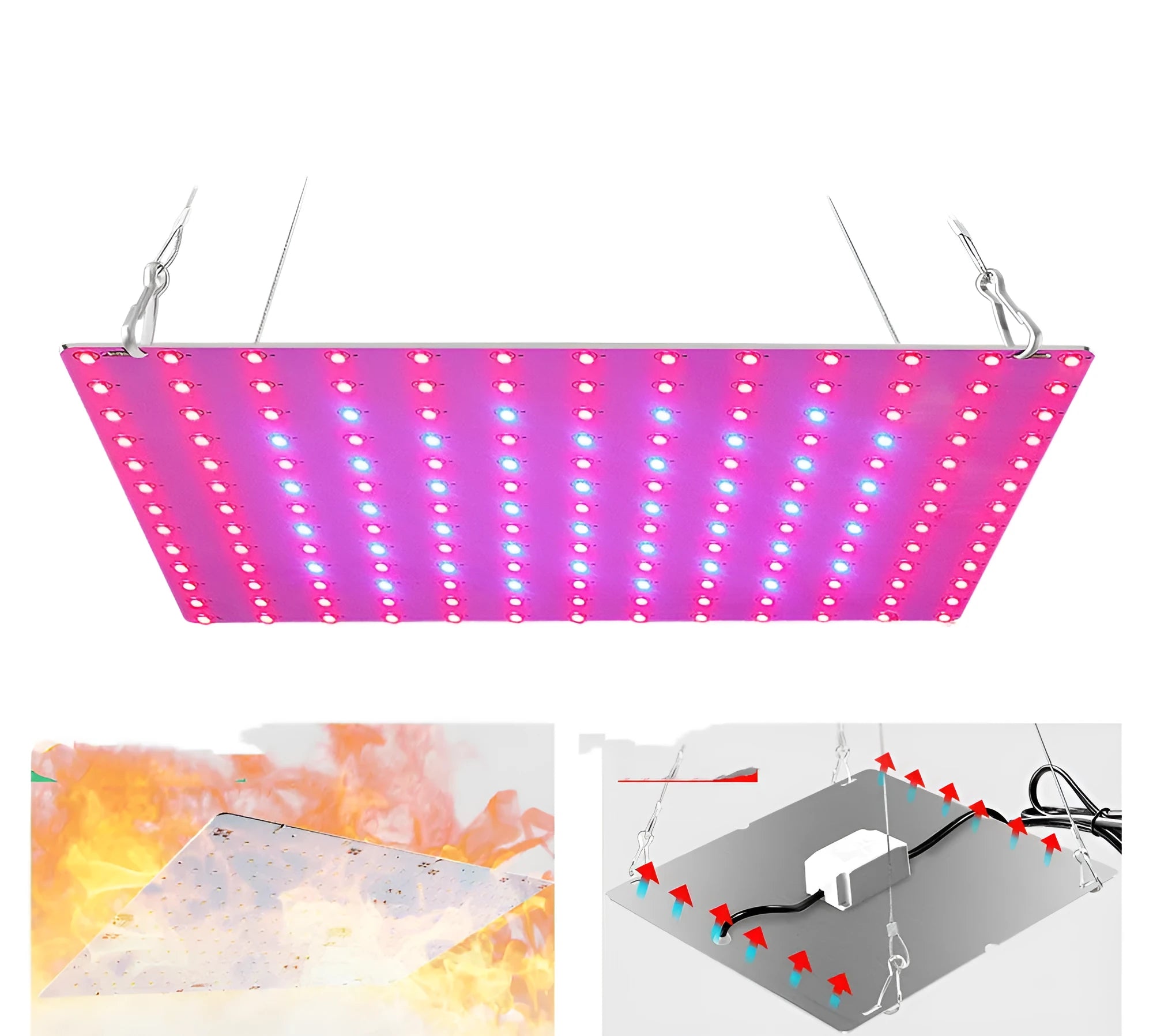 D-section aluminum LED plant growing light with hook for indoor vegetables and fruits.