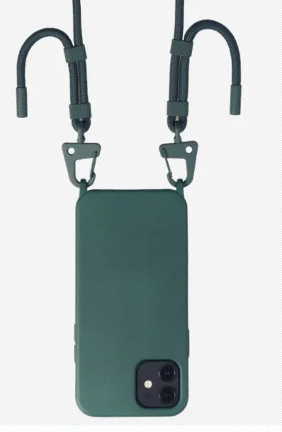 TPU cross-body lanyard phone case in black for iPhone with anti-fall protection