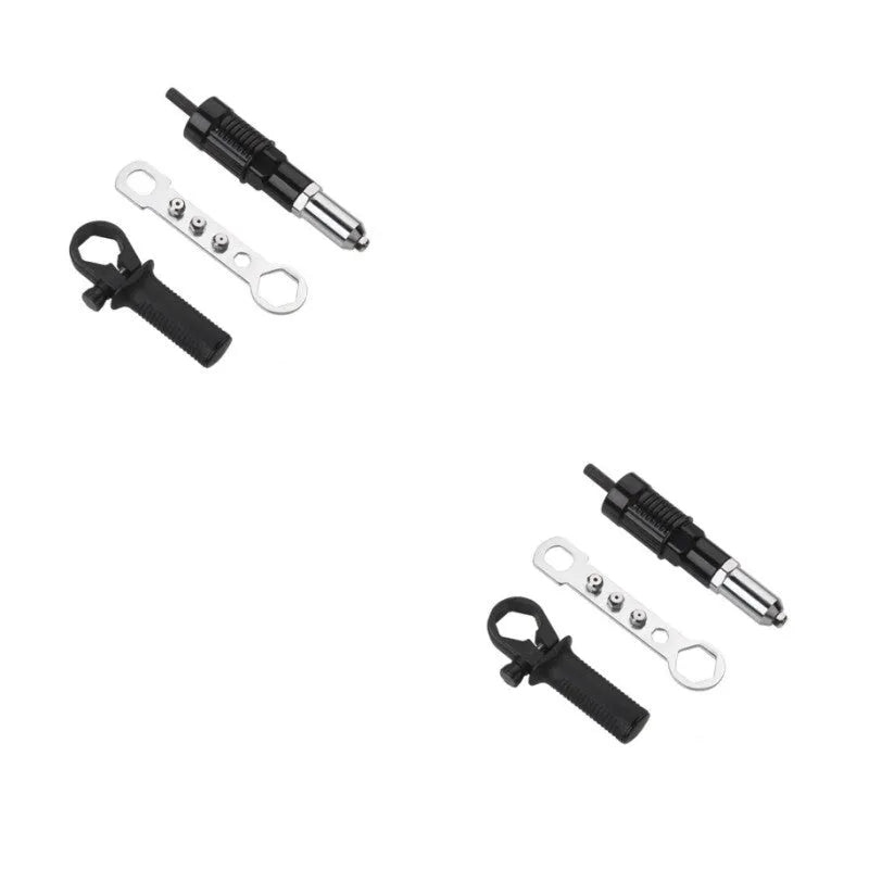 Black metal electric rivet gun 173mm long with alloy steel forged head and three-jaw chuck