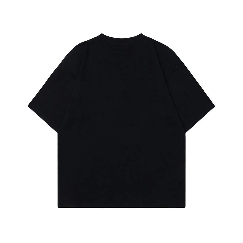 Men's grey retro character design T-shirt with short sleeves and loose fit