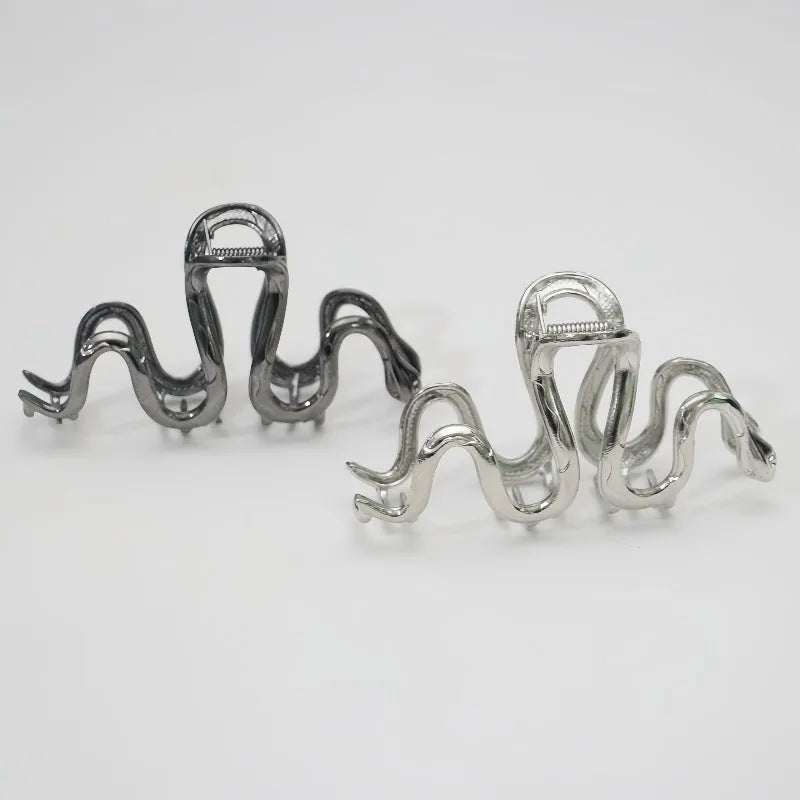 Slytherin serpentine metal hair clip barrette in silver or gun black, 10.5cm long