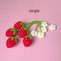 Wool crochet strawberry pendant necklace with knitted wool construction measuring 35cm