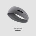 Seamless knitted exercise sweatband in black, shown flat, suitable for running and cycling.