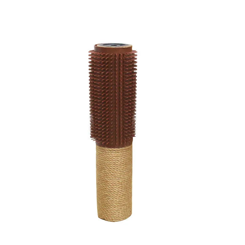 Brown sisal cat scratching post with face scratching device measuring 30cm tall