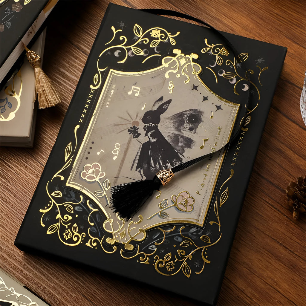 Retro art THALO gothic style A5 notebook with wood pulp paper and artistic cover design