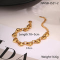 Women's stainless steel bracelet with a hollowed-out geometric heart charm in a gold-plated finish.
