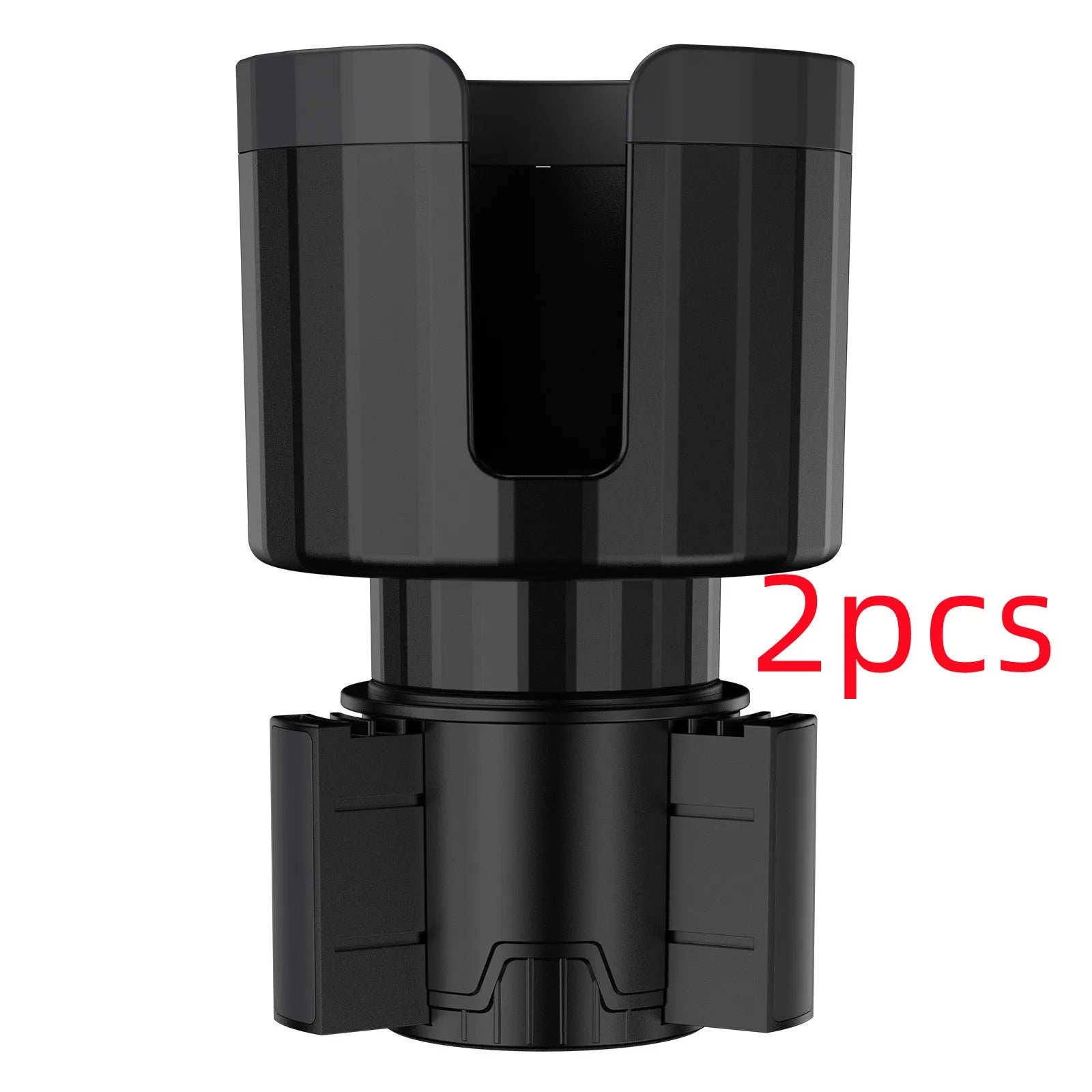 Matte black adjustable car cup holder expander for large bottles and drinks.