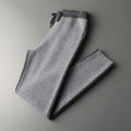 Men's navy blue cashmere wool blend sports cardigan suit with zip-up jacket and trousers for winter leisure wear