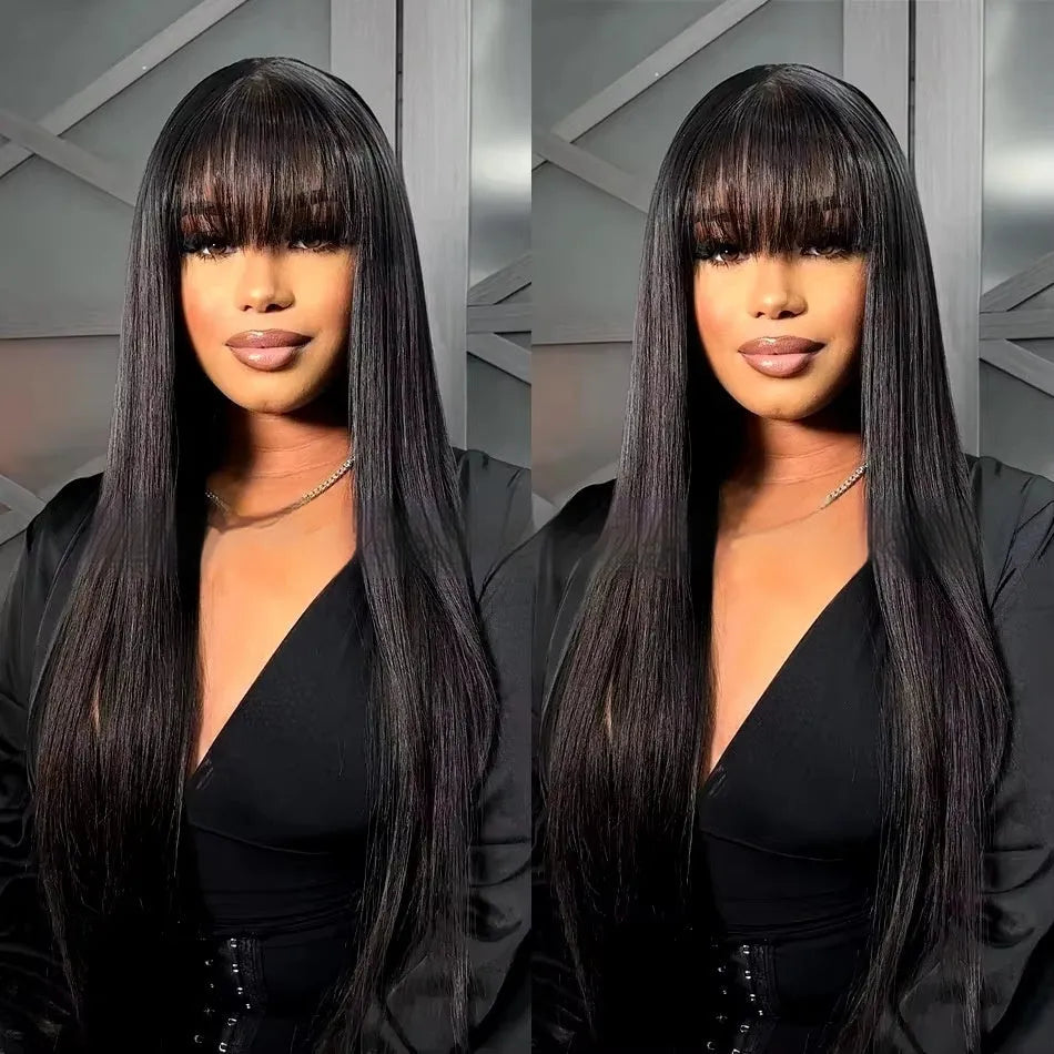 Women's natural colour human hair wig with full-mechanism headgear in various length options
