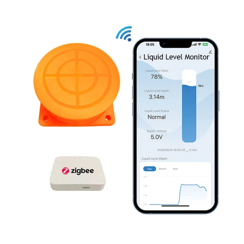 Wireless fluid level monitor with mobile app control for water and fuel tank remote monitoring