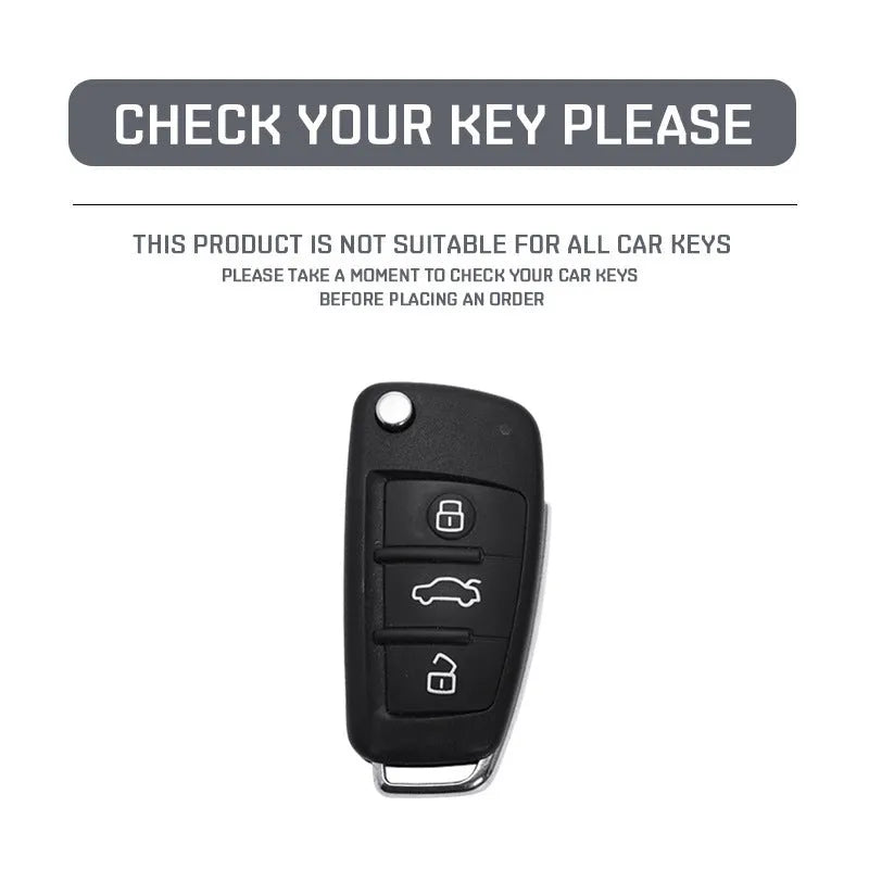 Carbon fibre style car key cover with mirror accent in carbon and white colour options