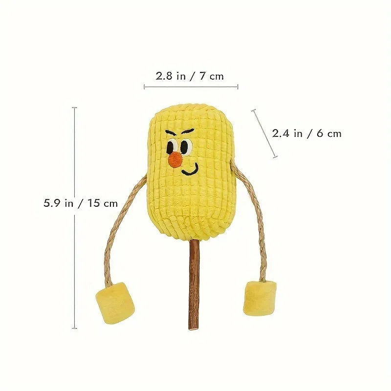 Corn cob shaped cat chew toy made from polio wood with catnip for dental cleaning