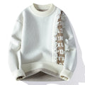Men's loose fit knitted pullover sweater with ribbed hemline in four colour options