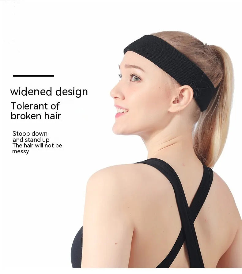Elastic solid colour sports sweat headband in polyester spandex blend, shown in one of five colour options.