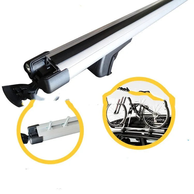 Alloy roof rack crossbars for General Motors SUV vehicles showing mounting points